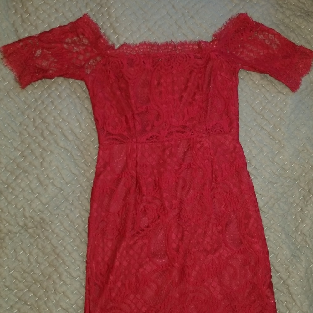 Red lace dress